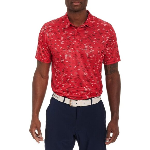 Robert Graham Clubhouse Nautical Net Fish Print Polo Top Red ( M )